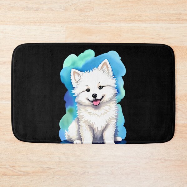 Item preview, Cloudlike Cuteness - Baby Samoyed Watercolor - Light Blue Background designed and sold by Mechanical-Artt.