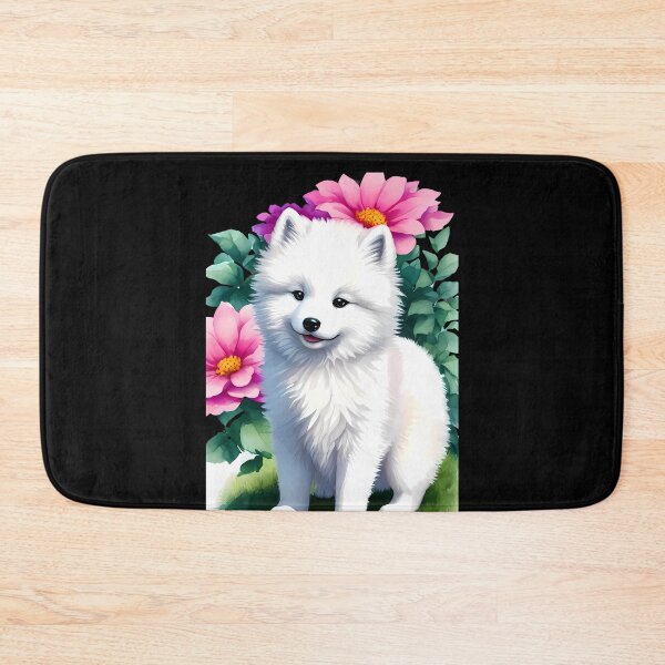 Item preview, Pure Snowflake - Baby Samoyed Dog Watercolor - Flower Background designed and sold by Mechanical-Artt.