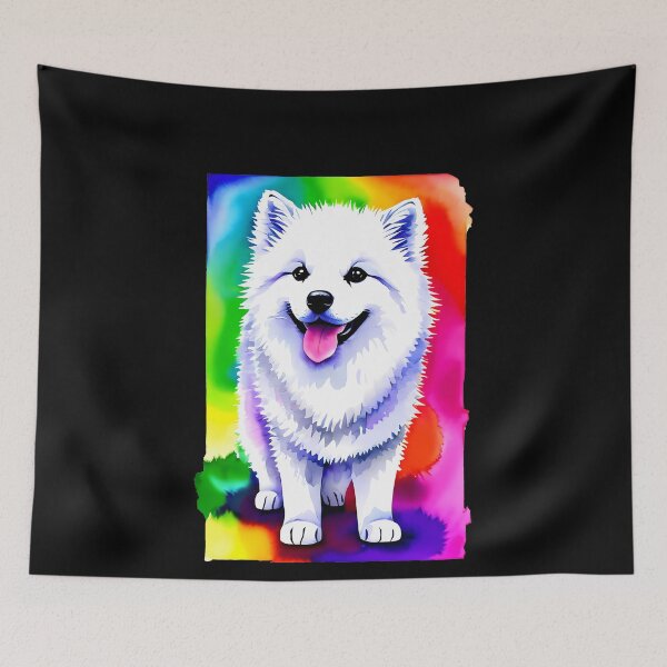 Item preview, Angel in Fur - Baby Samoyed Dog Watercolor - Rainbow designed and sold by Mechanical-Artt.