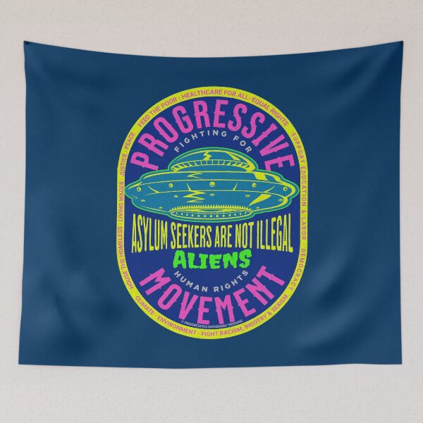 Item preview, PMD01010 Progressive Movement Designs UFO Aliens snarky dark humor protest design shows support for democracy immigrants and asylum seekers for Progressives Democrats and Independents  designed and sold by ProgressiveLeft.