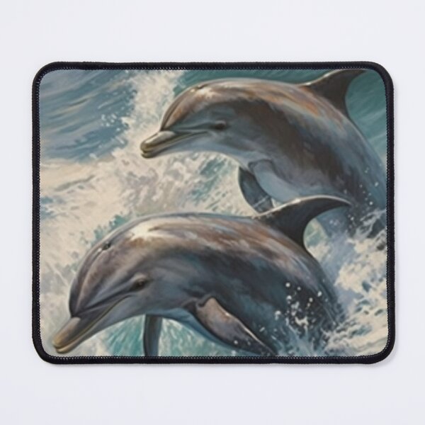Item preview, Beautiful Oil painting of playful dolphins jumping out of water designed and sold by SPECTRA005.