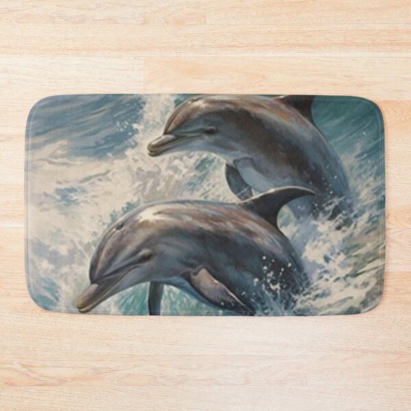 Item preview, Beautiful Oil painting of playful dolphins jumping out of water designed and sold by SPECTRA005.