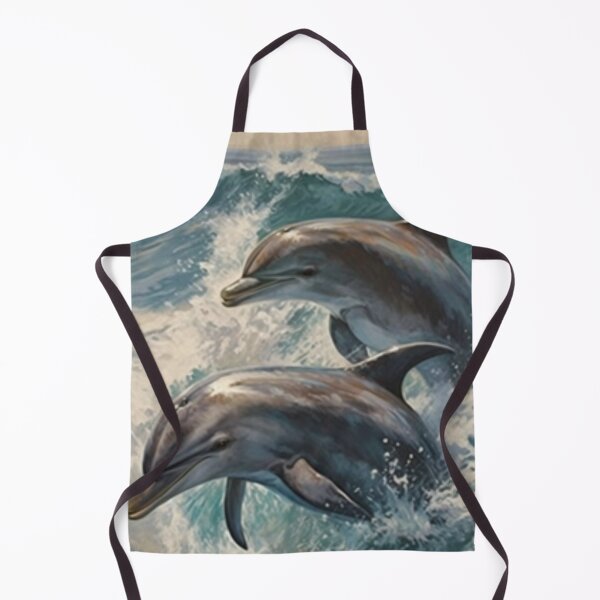 Item preview, Beautiful Oil painting of playful dolphins jumping out of water designed and sold by SPECTRA005.
