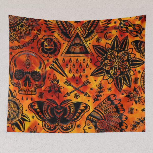 Item preview, Egypt Eye Pyramid / Skull Over Real Flames Pattern designed and sold by Profitrip.