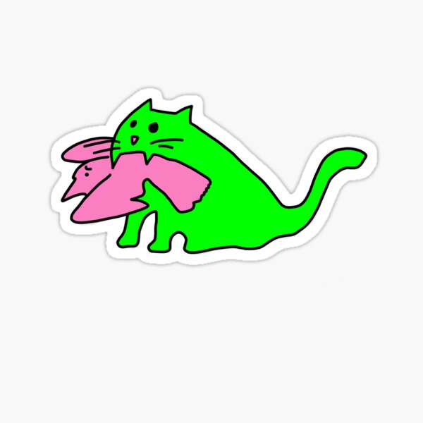 Cat Eating Fish Stickers for Sale, Free US Shipping