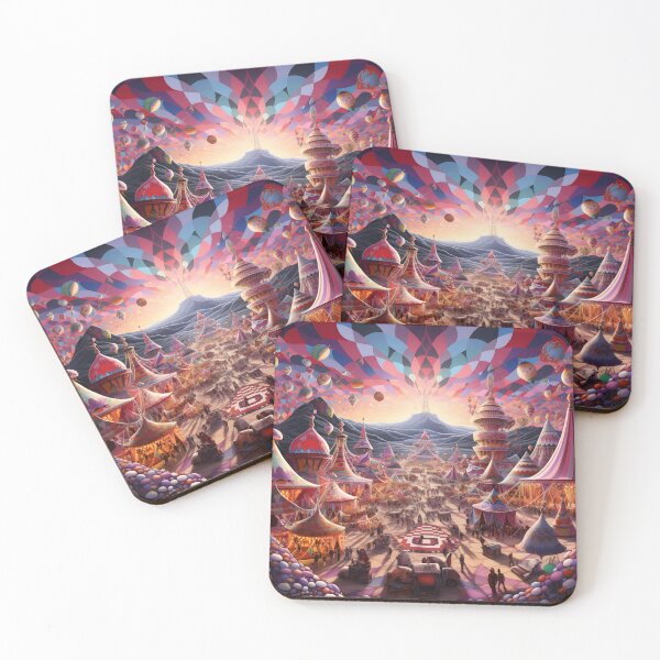 Item preview, Desert Kaleidoscope - Vibrant Carnival Oasis Wall Art designed and sold by MystiCanvas.