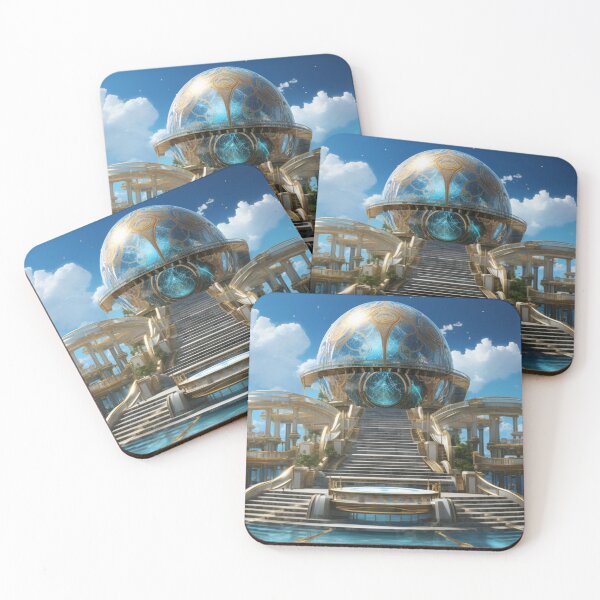 Item preview, A gold dome surrounded by steps in the ocean designed and sold by isBotStore.