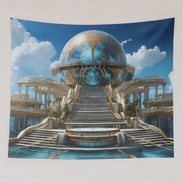 Item preview, A gold dome surrounded by steps in the ocean designed and sold by isBotStore.