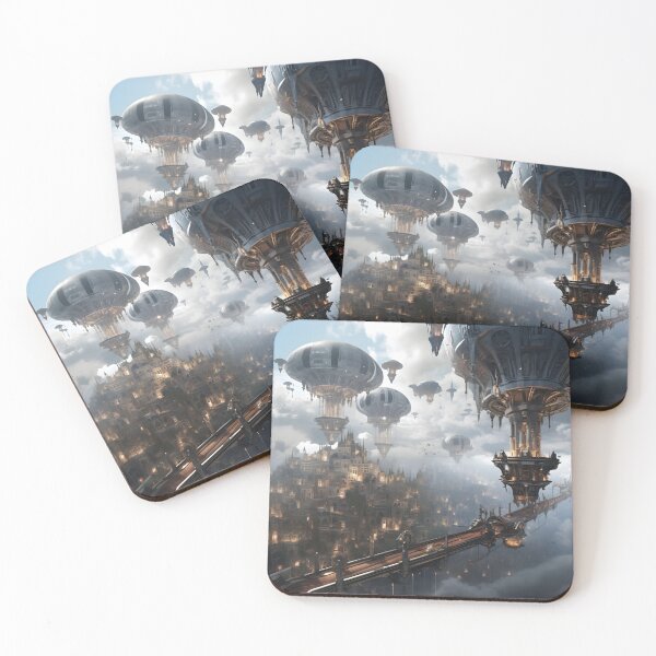 Item preview, Celestial Heights - Ethereal City in the Clouds Wall Art designed and sold by MystiCanvas.