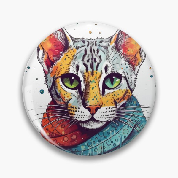 Artikelvorschau, Purrfectly Whimsical Cat Art: Handmade Ocicat Mixed Media Design entworfen und verkauft von DooodleGod.
