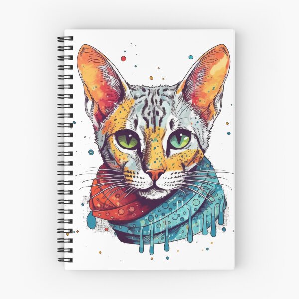 Item preview, Purrfectly Whimsical Cat Art: Handmade Ocicat Mixed Media Design designed and sold by DooodleGod.