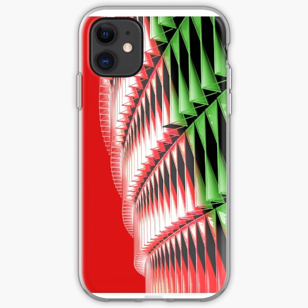 Red green white abstract structure iPhone Soft Case