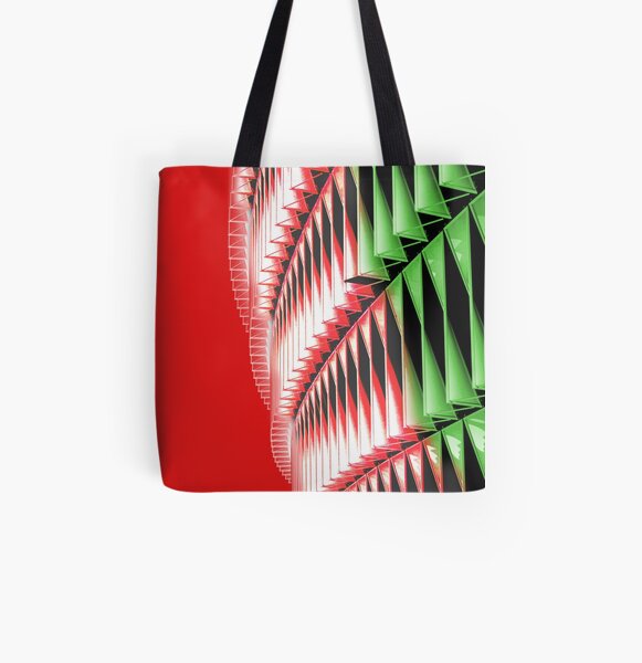 Red green white abstract structure All Over Print Tote Bag