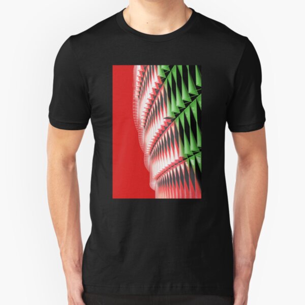 Red green white abstract structure Slim Fit T-Shirt