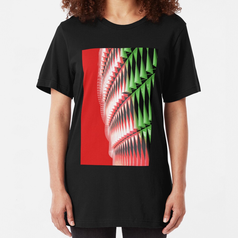 Red green white abstract structure Slim Fit T-Shirt