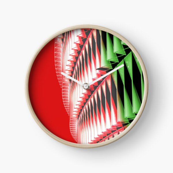 Red green white abstract structure Clock