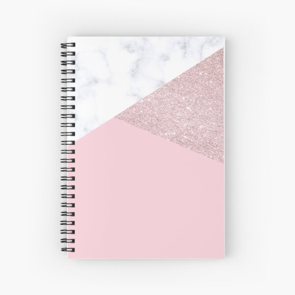 Elegant Rose Gold Glitter White Marble And Pink Spiral Notebook By Naughtycat Redbubble