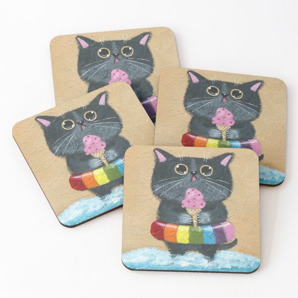 Item preview, At The Beach, Ice Cream Cat designed and sold by KilkennyCat Art.