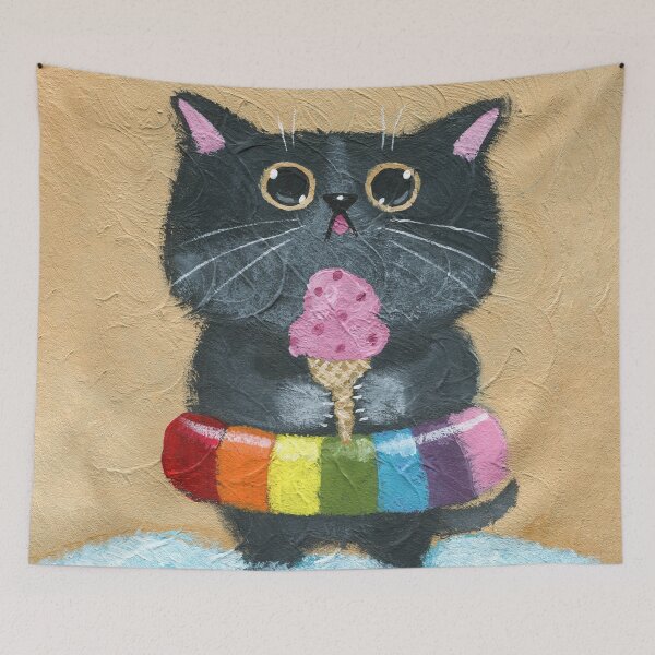 Item preview, At The Beach, Ice Cream Cat designed and sold by KilkennyCat Art.
