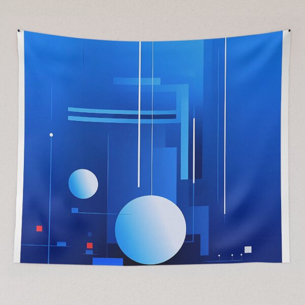Item preview, Artistic blue mood geometric abstract painting 05 designed and sold by UnaWu533.