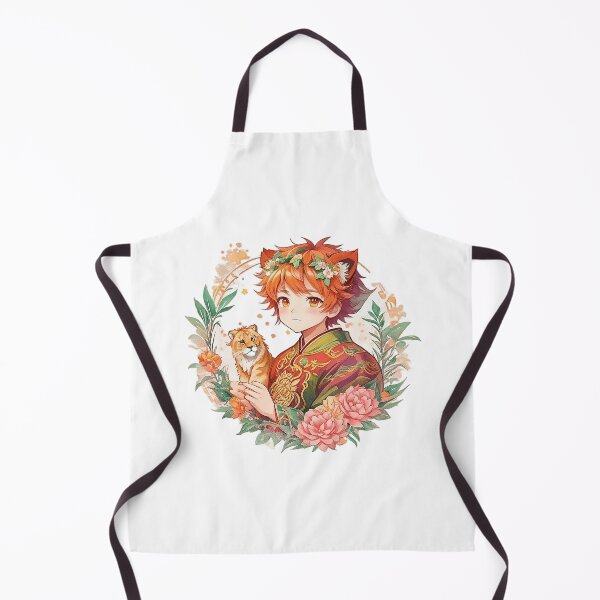 Item preview, Roaring Blooms: Adorable Anime Boy with Ion Ears, Lion Companion, and Flower Accents designed and sold by CuteArt5639.