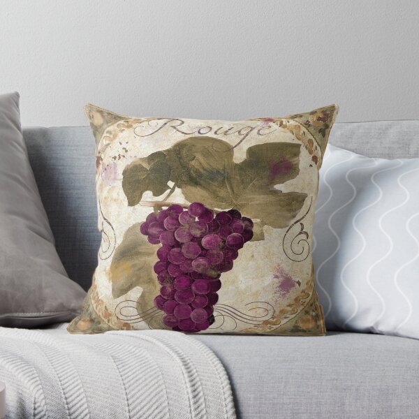 Tuscan Table Rouge Wine Grapes Throw Pillow