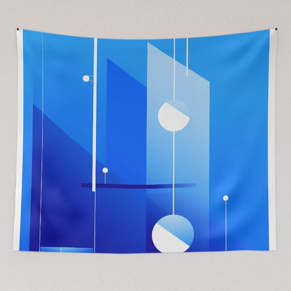 Item preview, Artistic blue mood geometric abstract painting 12 designed and sold by UnaWu533.