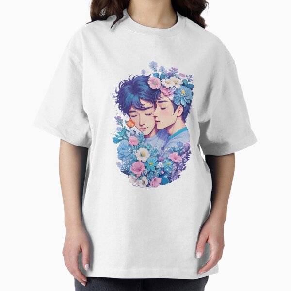 Item preview, Deux hommes s'embrassant dans des fleurs designed and sold by DimHel2.