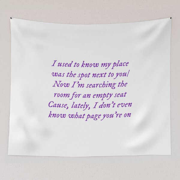 Item preview, I used to know my place was the spot next to you/Now I'm searching the room for an empty seat/'Cause, lately, I don't even know what page you're on designed and sold by DelfisArt.