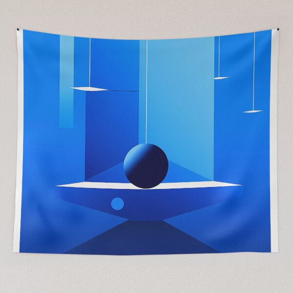 Item preview, Artistic blue mood geometric abstract painting designed and sold by UnaWu533.