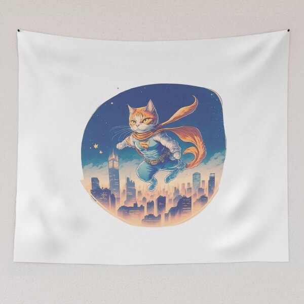 Item preview, Super Hero Cat Cartoon Nostalgic Color | Unique Cat Lover Gift Idea designed and sold by MaFleiva.