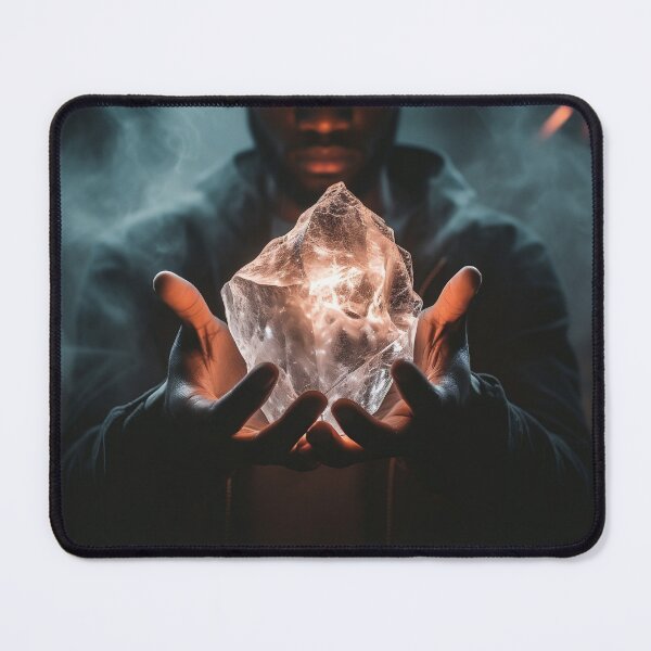 Item preview, black man hand holding glowing crystal surrounded by smoke designed and sold by posh1987.