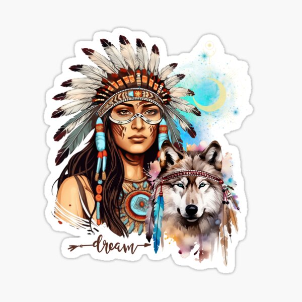 Item preview, Native American girl and wolf  designed and sold by U-mule.