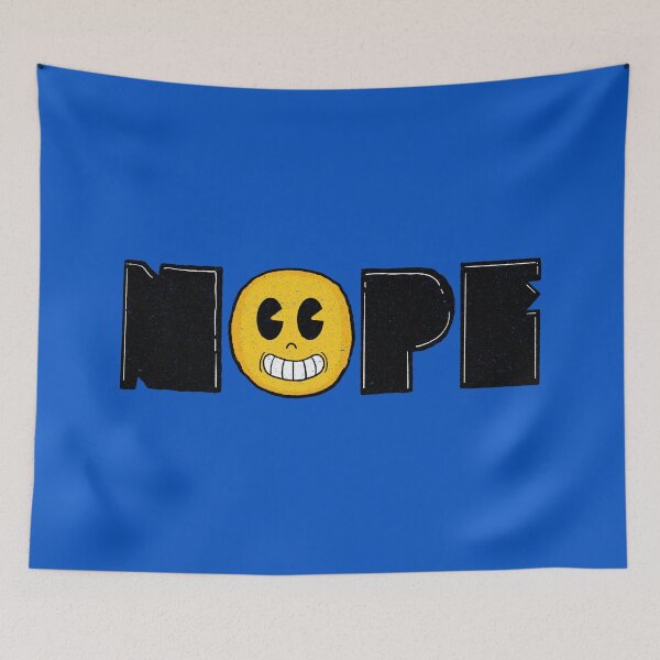 Item preview, NOPE, Funny cartoony smiling face designed and sold by VibeInkDesign.