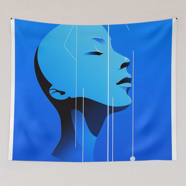 Item preview, Artistic blue mood geometric abstract painting 19 designed and sold by UnaWu533.