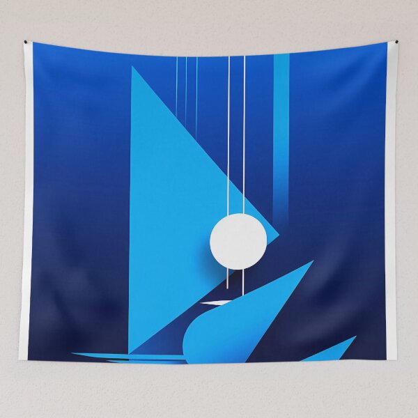 Item preview, Artistic blue mood geometric abstract painting 21 designed and sold by UnaWu533.