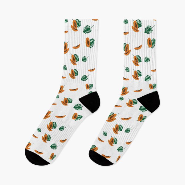Item preview, Tropical and colorful print with monstera leaves and papaya pieces designed and sold by Martapp.