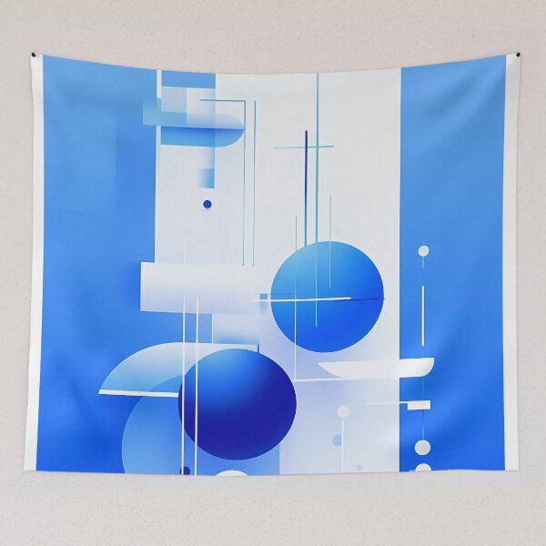 Item preview, Artistic blue mood geometric abstract painting 29 designed and sold by UnaWu533.