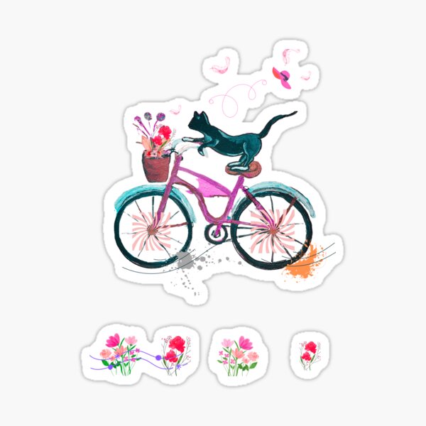 Sticker chat à bicyclette