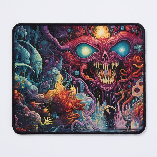 Item preview, Cosmic Portal VIII: A Psychedelic Mural of Alien Creatures and Chaotic Doodles in Vibrant Colors. designed and sold by InsaneLEDP.