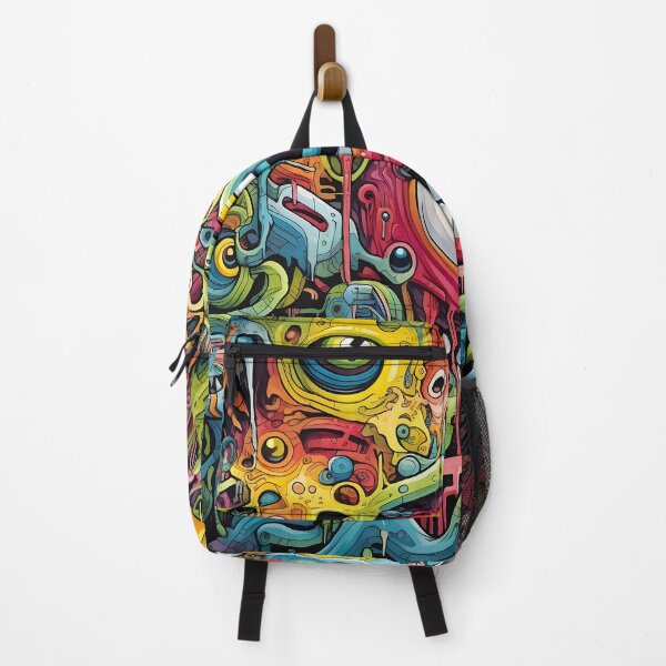 Item preview, Cosmic Portal X: A Psychedelic Mural of Alien Creatures and Chaotic Doodles in Vibrant Colors. designed and sold by InsaneLEDP.