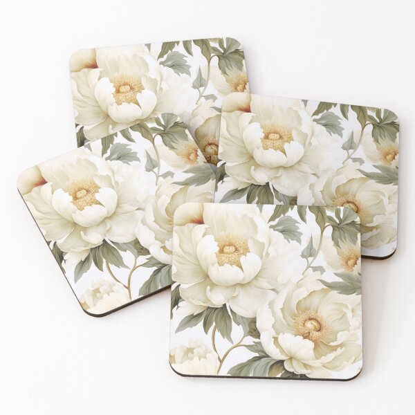 Item preview, Painterly white peonies designed and sold by Adriano Carrideo.