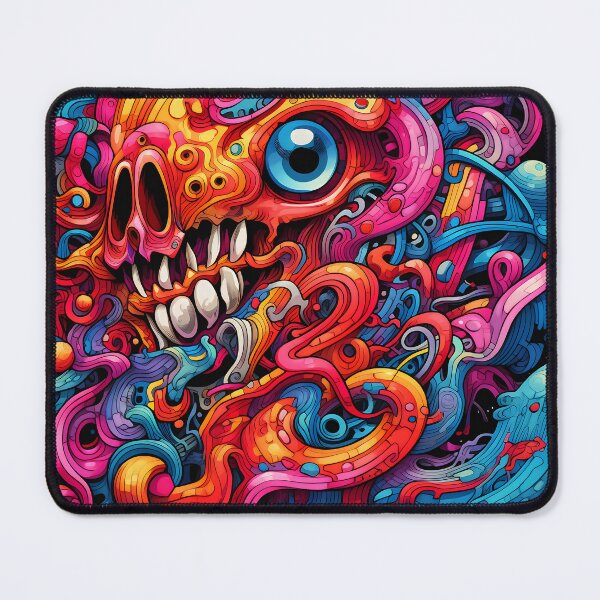 Item preview, Cosmic Portal XIV: A Psychedelic Mural of Alien Creatures and Chaotic Doodles in Vibrant Colors. designed and sold by InsaneLEDP.