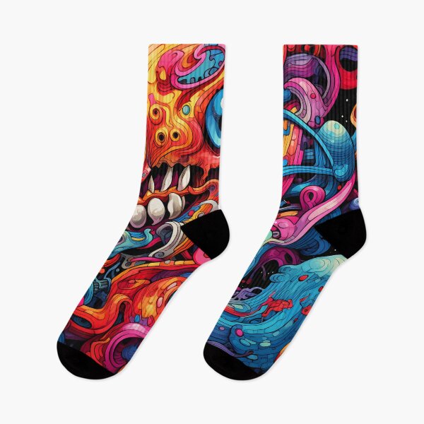 Item preview, Cosmic Portal XIV: A Psychedelic Mural of Alien Creatures and Chaotic Doodles in Vibrant Colors. designed and sold by InsaneLEDP.