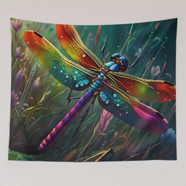 Item preview, Colorful Vibrant Dragonfly Illustration designed and sold by smudgedesigns.
