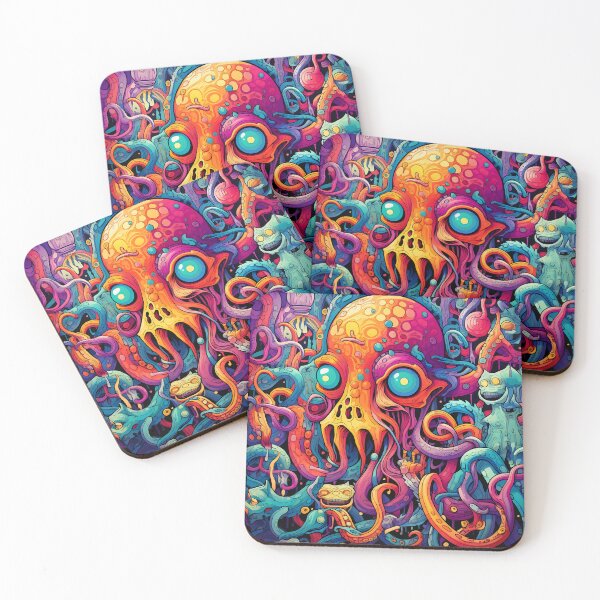 Item preview, Cosmic Portal XV: A Psychedelic Mural of Alien Creatures and Chaotic Doodles in Vibrant Colors. designed and sold by InsaneLEDP.