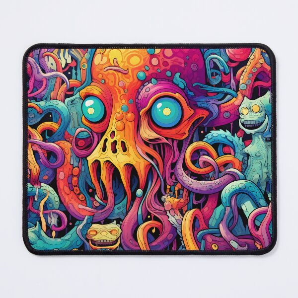 Item preview, Cosmic Portal XV: A Psychedelic Mural of Alien Creatures and Chaotic Doodles in Vibrant Colors. designed and sold by InsaneLEDP.