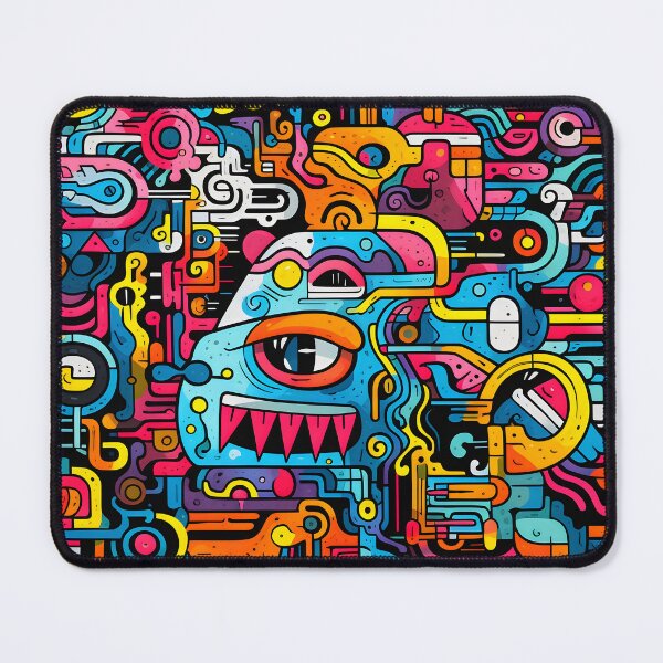 Item preview, Cosmic Portal XVII: A Psychedelic Mural of Alien Creatures and Chaotic Doodles in Vibrant Colors. designed and sold by InsaneLEDP.
