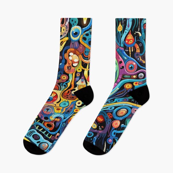 Item preview, Cosmic Portal XIX: A Psychedelic Mural of Alien Creatures and Chaotic Doodles in Vibrant Colors. designed and sold by InsaneLEDP.