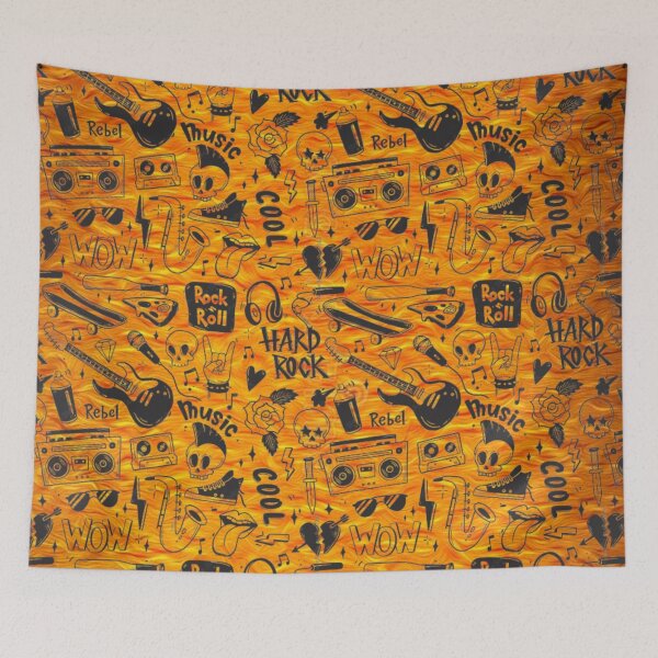 Item preview, Rock Music Pattern Black Orange Yellow designed and sold by Profitrip.
